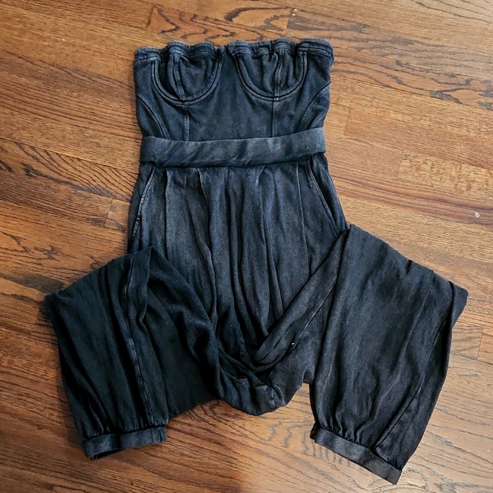 Free People Black Strapless Jumpsuit